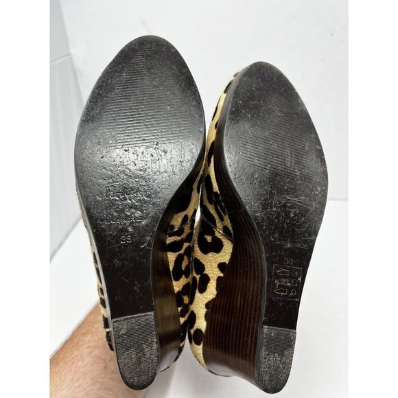 Boden Leopard Print Calf Hair Leather Wedge Slip On Ankle Booties Size 38/7 - Picture 6 of 10